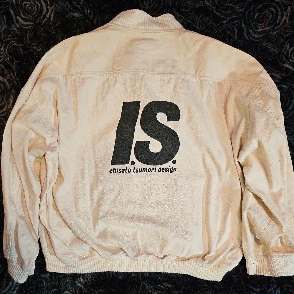 VINTAGE Unisex Issey Miyake IS Chisato Tsumori Design White Bomber Jacket